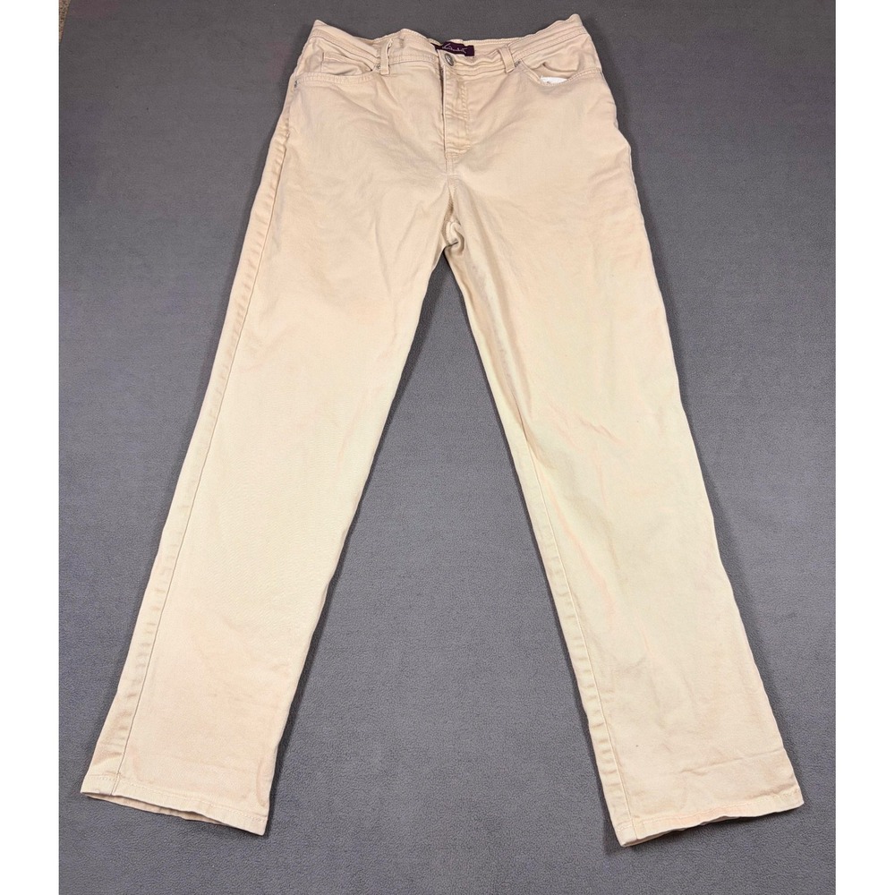 Gloria Vanderbilt Amanda Jeans Women 12 Beige Straight Leg Stretch Casual